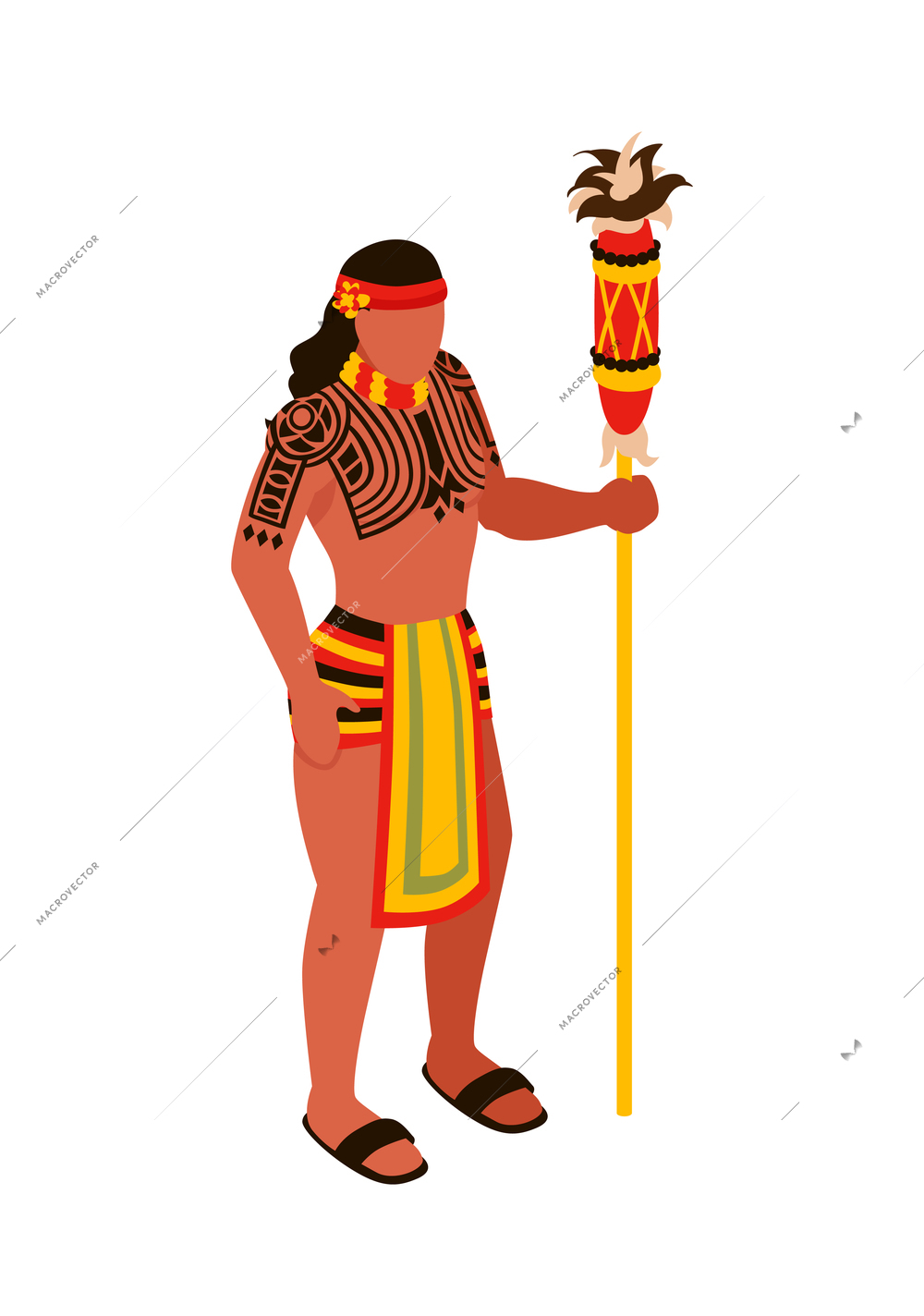 Isometric philippine travel composition with isolated image of traditional male costume vector illustration