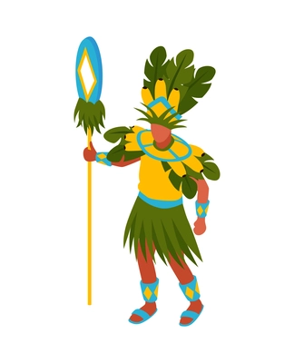 Isometric brazilian rio carnival festival composition with human character of man in festive dress vector illustration