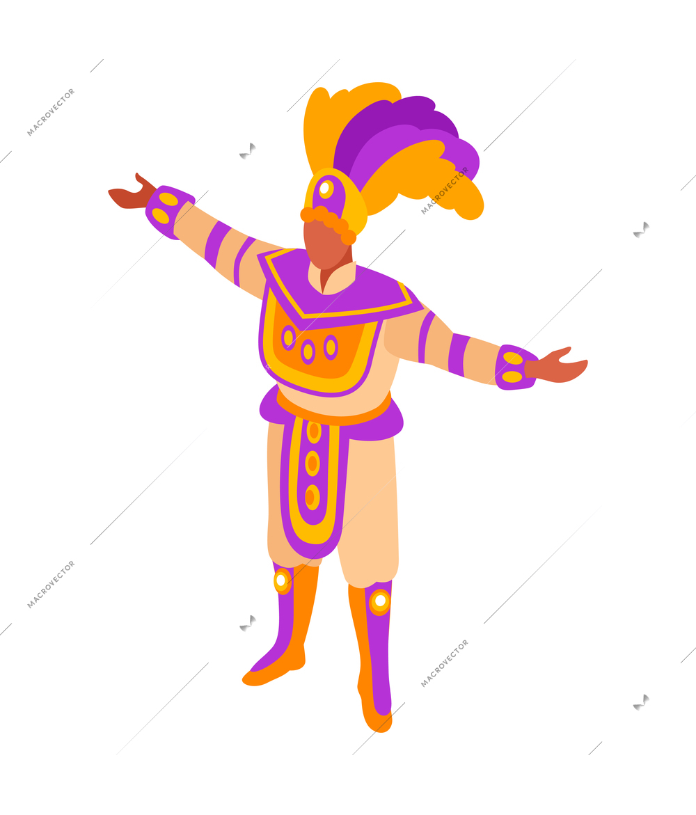 Isometric brazilian rio carnival festival composition with human character of man in festive dress vector illustration