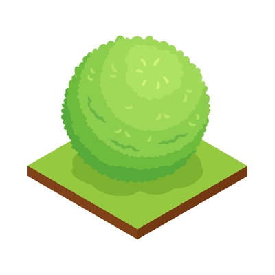 Isometric forest park nature element composition with rectangular platform and ball shaped bush vector illustration