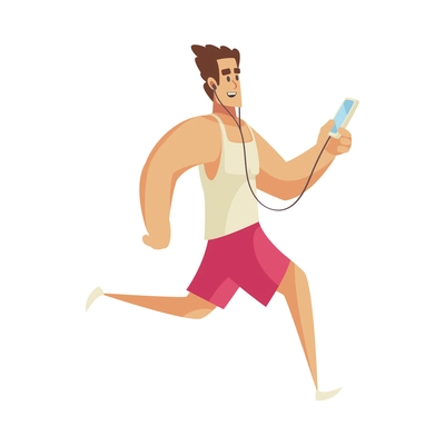 Gadget addiction composition with fale character running while chatting in smartphone vector illustration