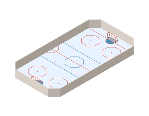 Sport fields isometric composition with isolated image of hockey field on blank background vector illustration