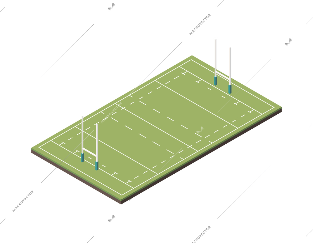 Sport fields isometric composition with isolated image of american football field on blank background vector illustration