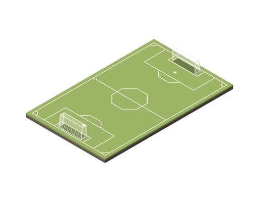 Sport fields isometric composition with isolated image of football field on blank background vector illustration
