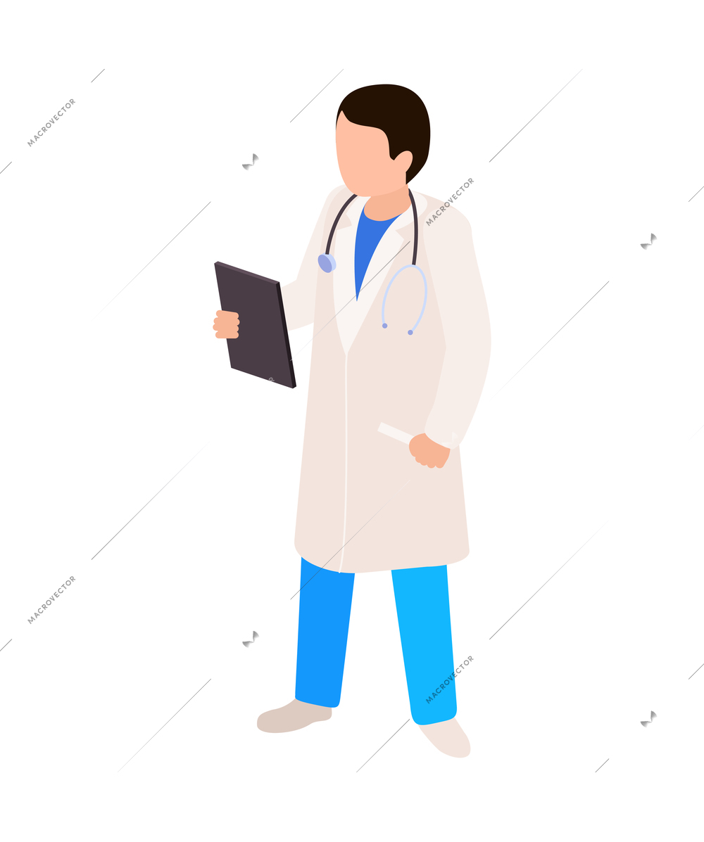 Massage therapy isometric icons composition with isolated human character of doctor vector illustration