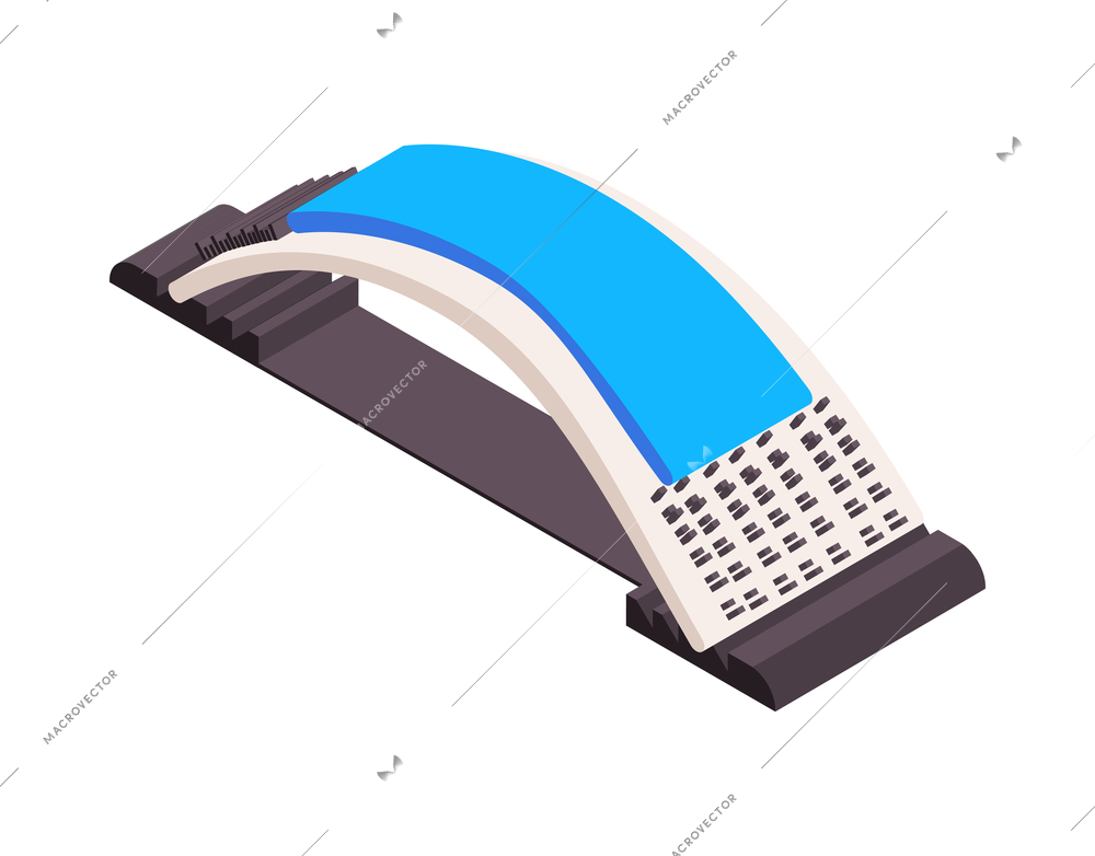 Massage therapy isometric icons composition with isolated image of curved bed vector illustration