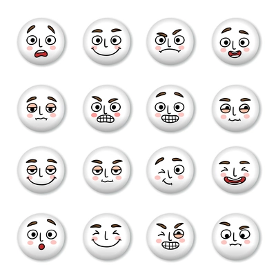 Smiley faces icons set of sadness winking and confusion isolated vector illustration