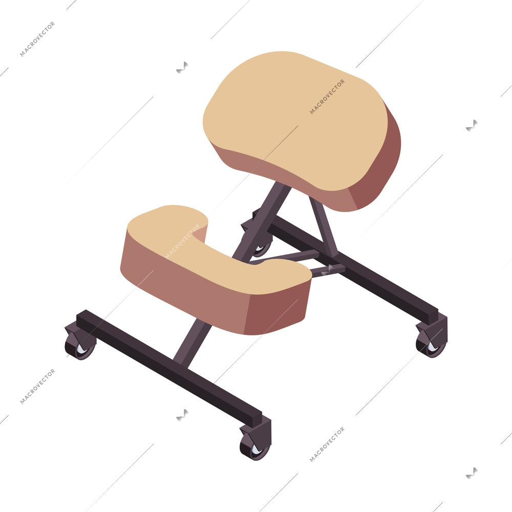 Massage therapy isometric icons composition with isolated image of massage stool vector illustration