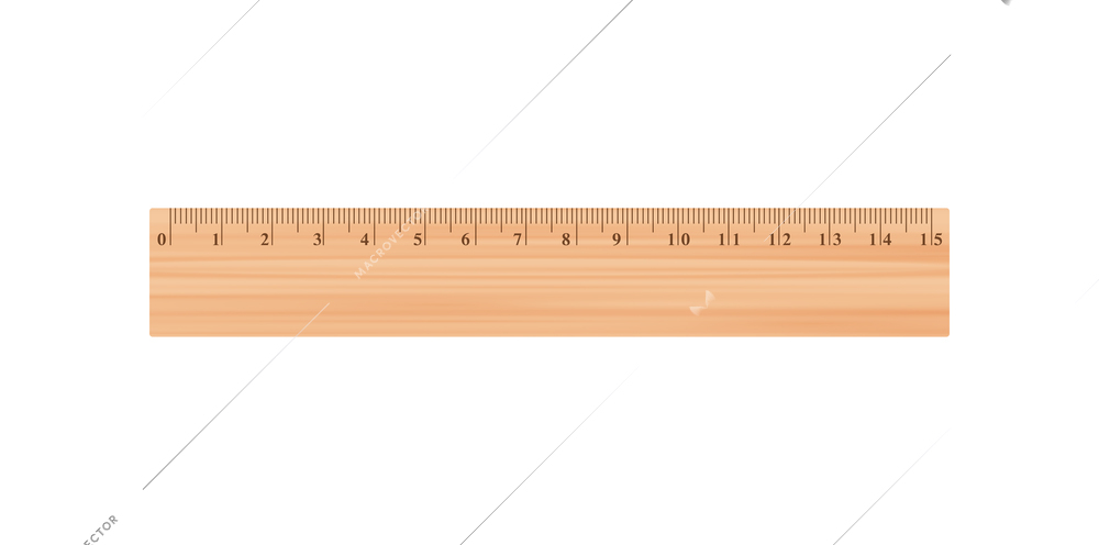 Stationery realistic composition with isolated image of wooden ruler on blank background vector illustration