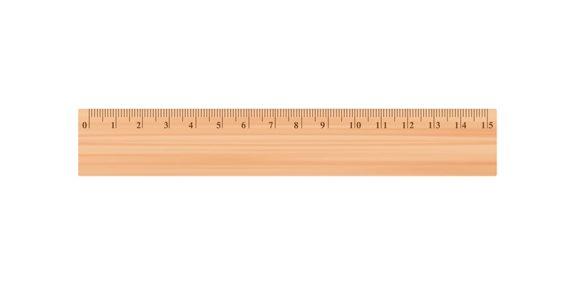 Stationery realistic composition with isolated image of wooden ruler on blank background vector illustration