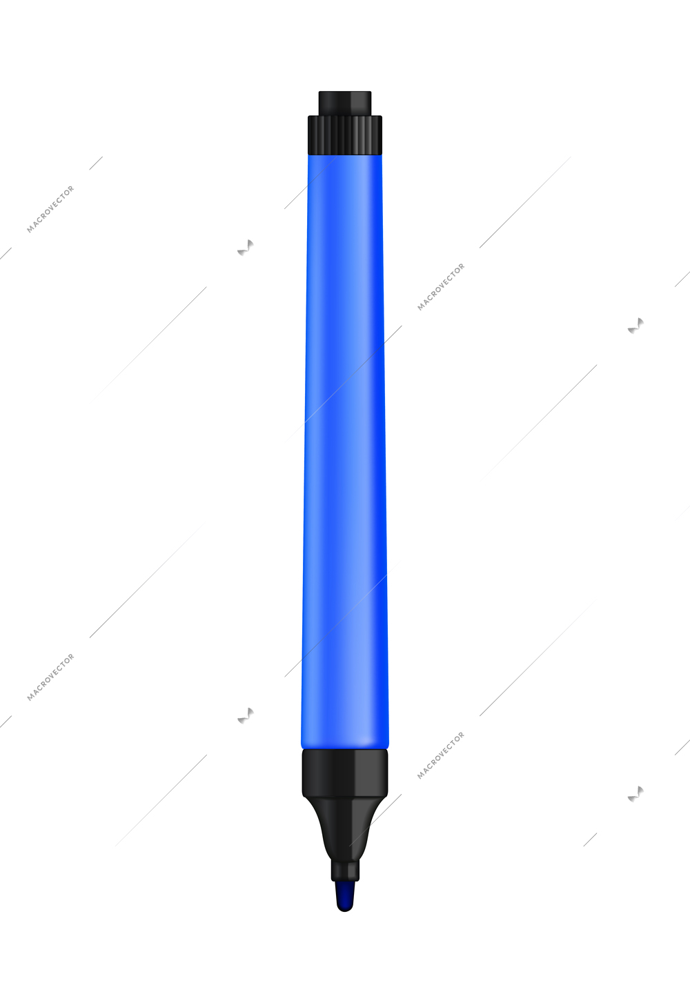 Stationery realistic composition with isolated image of black mark pen on blank background vector illustration