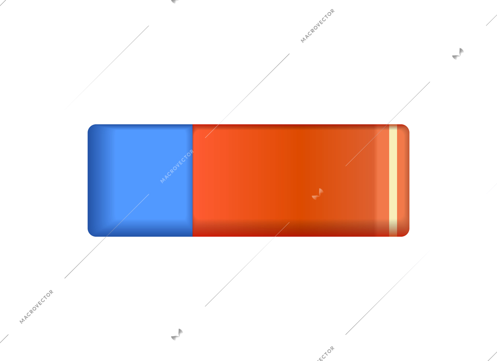 Stationery realistic composition with isolated image of eraser with two sides on blank background vector illustration