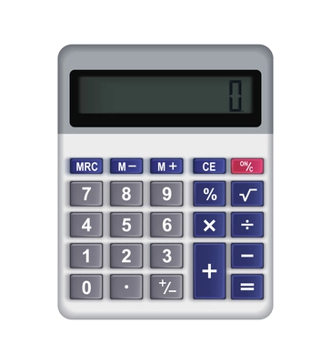 Stationery realistic composition with isolated image of calculator on blank background vector illustration