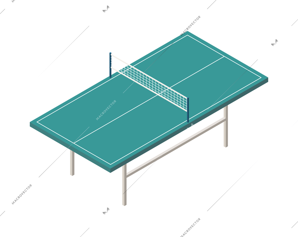 Sport fields isometric composition with isolated image of ping pong table on blank background vector illustration