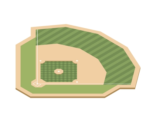 Sport fields isometric composition with isolated image of baseball field on blank background vector illustration