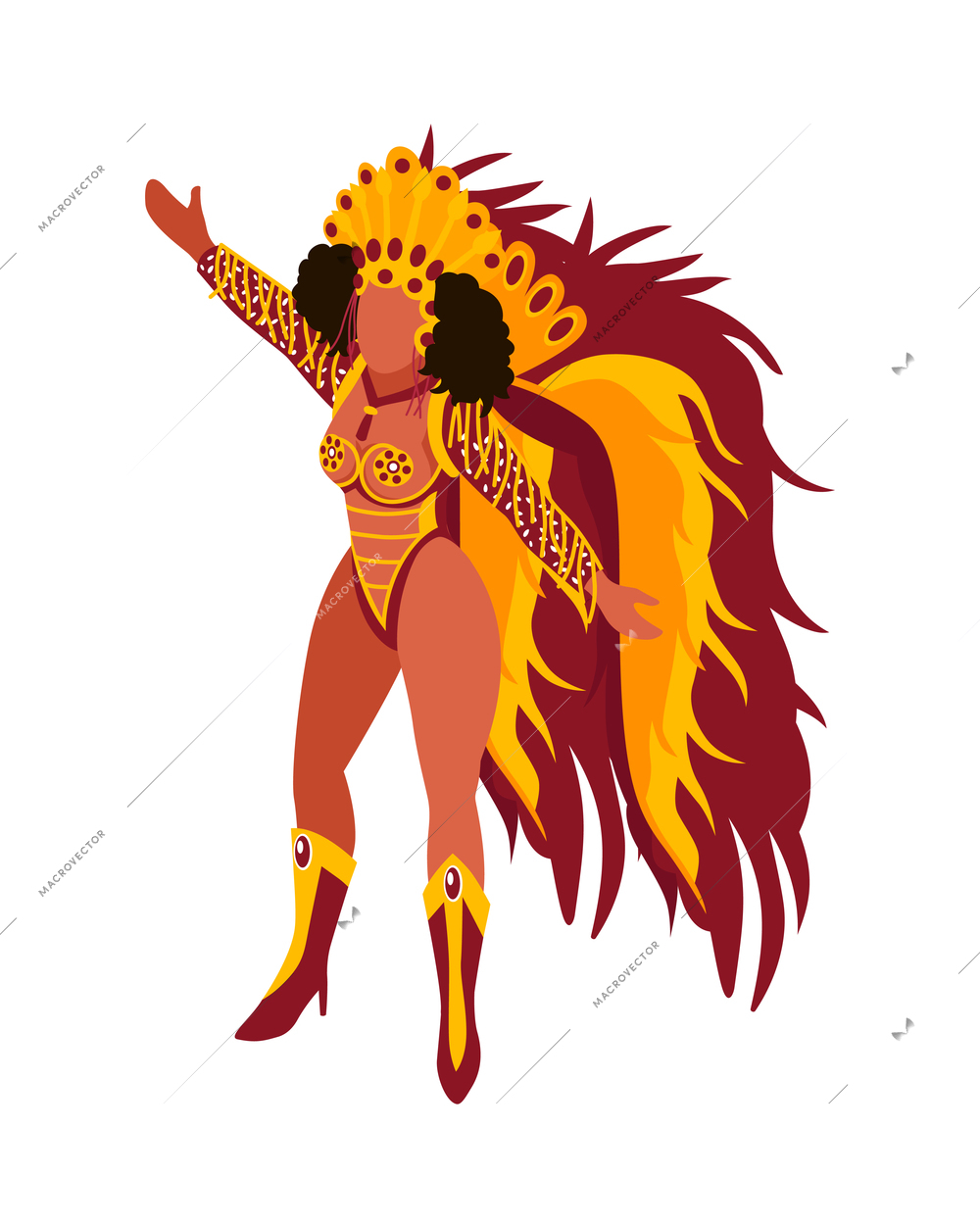 Isometric brazilian rio carnival festival composition with human character of woman in festive dress vector illustration