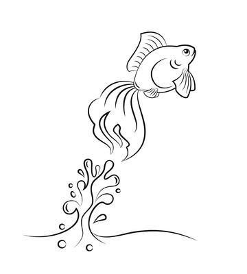 Goldfish figure jumping from water vector illustration