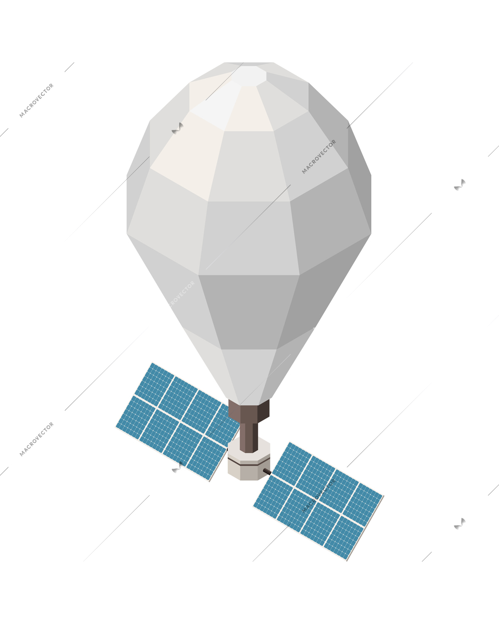 Modern internet 5g communication technology isometric composition with isolated image of satellite vector illustration
