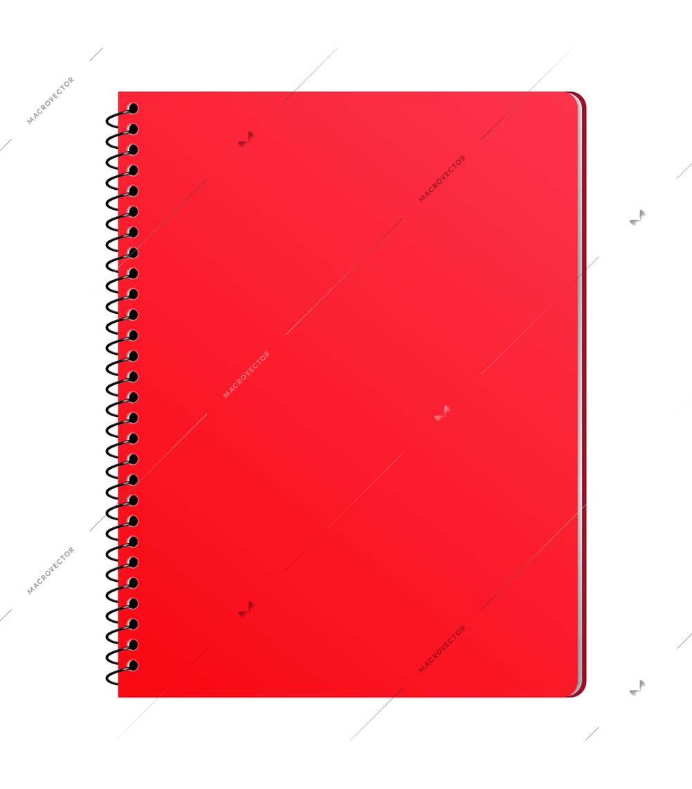 Stationery realistic composition with isolated image of notebook on blank background vector illustration