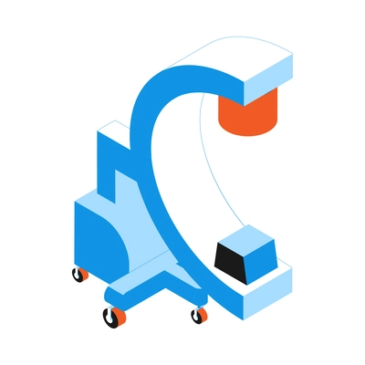 Operating room isometric composition with isolated image of wheeled medical apparatus vector illustration