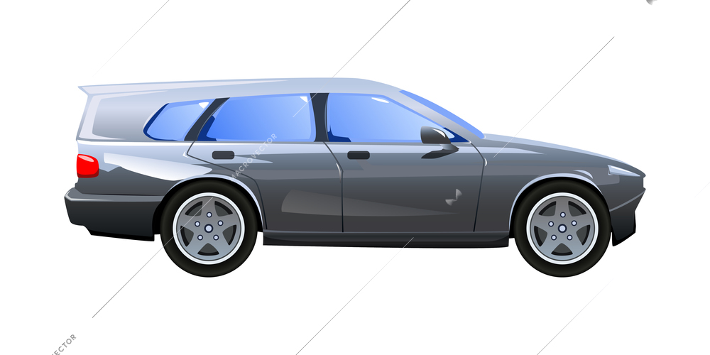 Car automobile evolution flat composition with isolated side view of car on blank background vector illustration