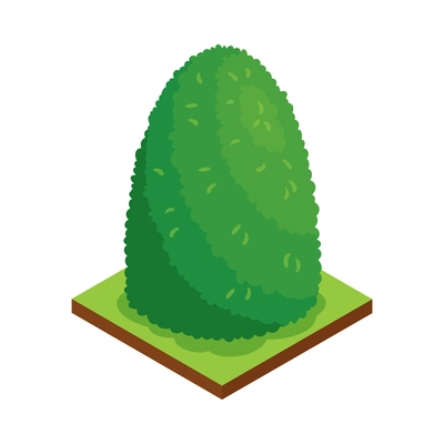 Isometric forest park nature element composition with rectangular platform and oval shaped bush vector illustration