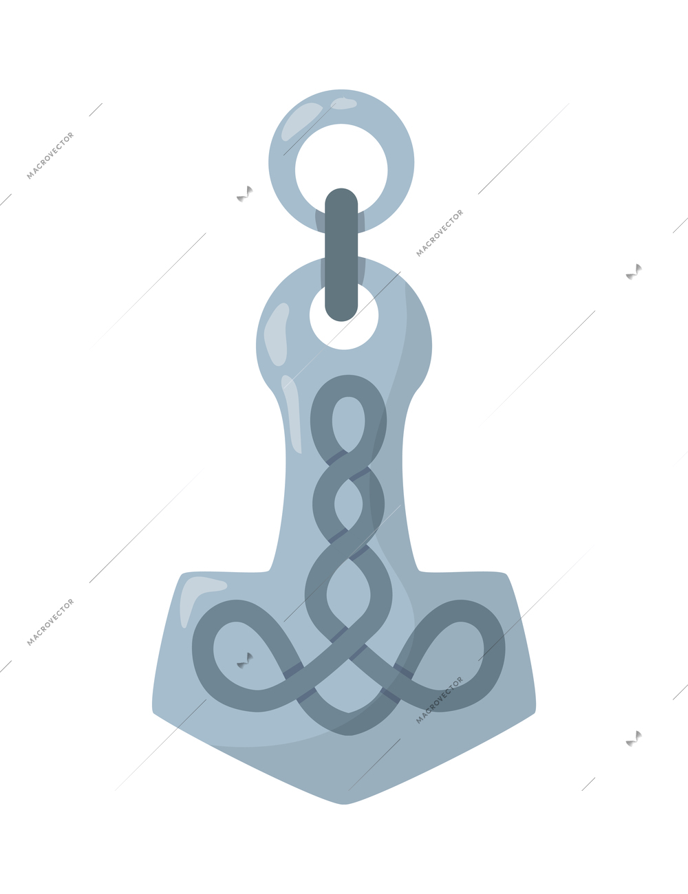 Scandinavian vikings culture composition with isolated image of silver pendant with ornament vector illustration