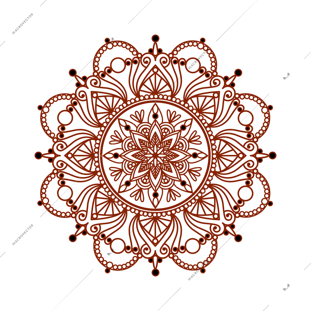 Diwali realistic composition with isolated image of traditional circle ornament vector illustration