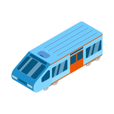 Metro isometric composition with isolated image of head train car of subway train vector illustration