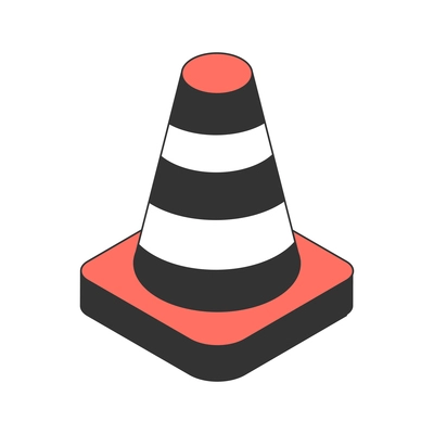 Parking cars isometric composition with isolated image of traffic cone on blank background vector illustration