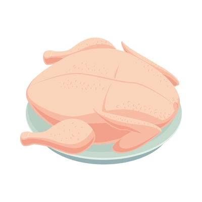 Isometric poultry farm chicken composition with isolated image of broiler on plate vector illustration