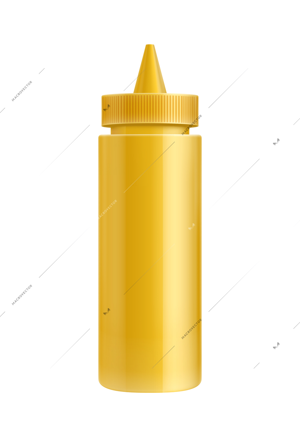 Mustard realistic composition with isolated image of mustard bottle on blank background vector illustration