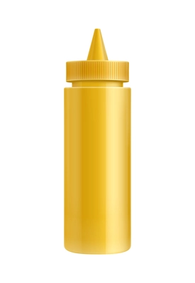 Mustard realistic composition with isolated image of mustard bottle on blank background vector illustration