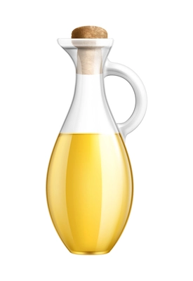 Mustard realistic composition with isolated image of rapeseed oil bottle on blank background vector illustration