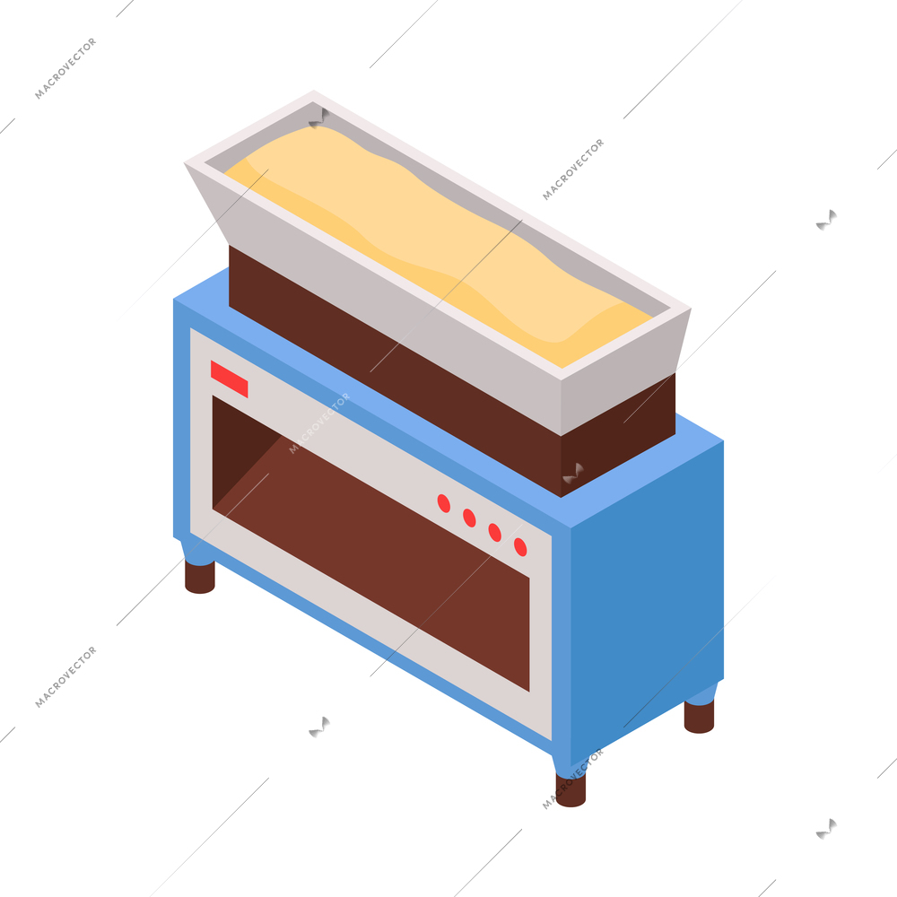 Isometric paper factory production composition with isolated image of industrial sand tub vector illustration