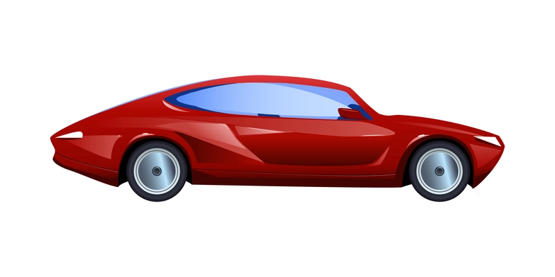 Car automobile evolution flat composition with isolated side view of car on blank background vector illustration