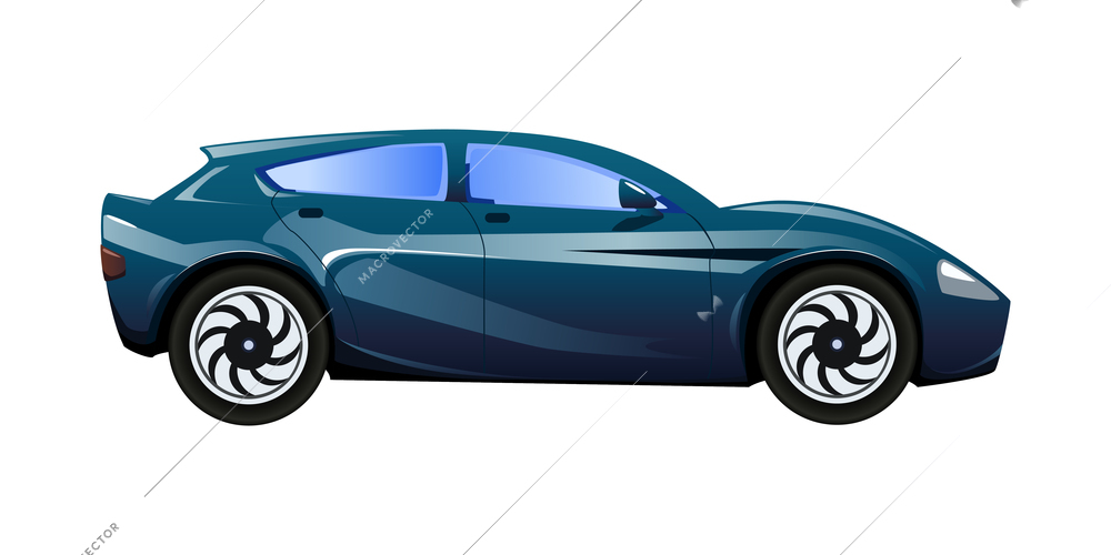 Car automobile evolution flat composition with isolated side view of car on blank background vector illustration