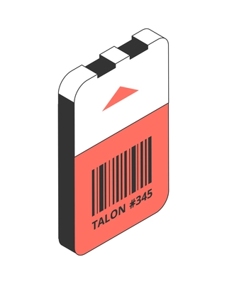 Parking cars isometric composition with isolated image of ticket pass with barcode on blank background vector illustration