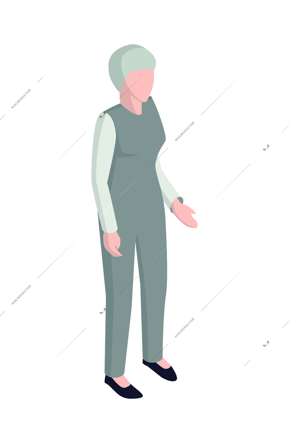 Isometric poultry farm chicken composition with isolated human character of female worker vector illustration
