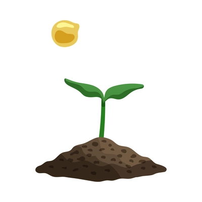 Farming organic vegetables composition with images of seed and sprout in ground vector illustration