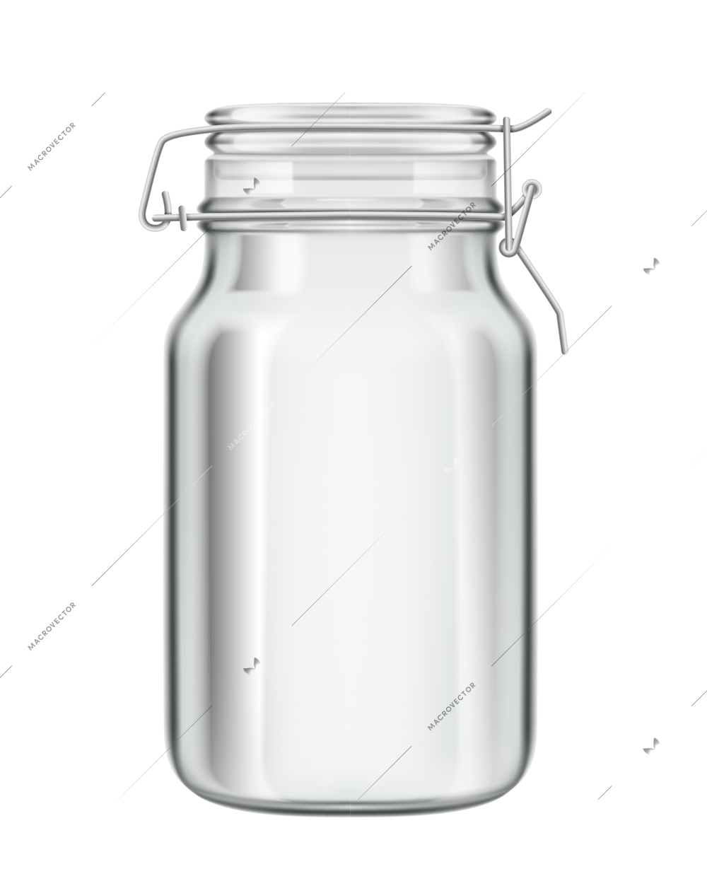 Realistic jar glass cup for detox water cocktail smoothie composition of isolated image on blank background vector illustration