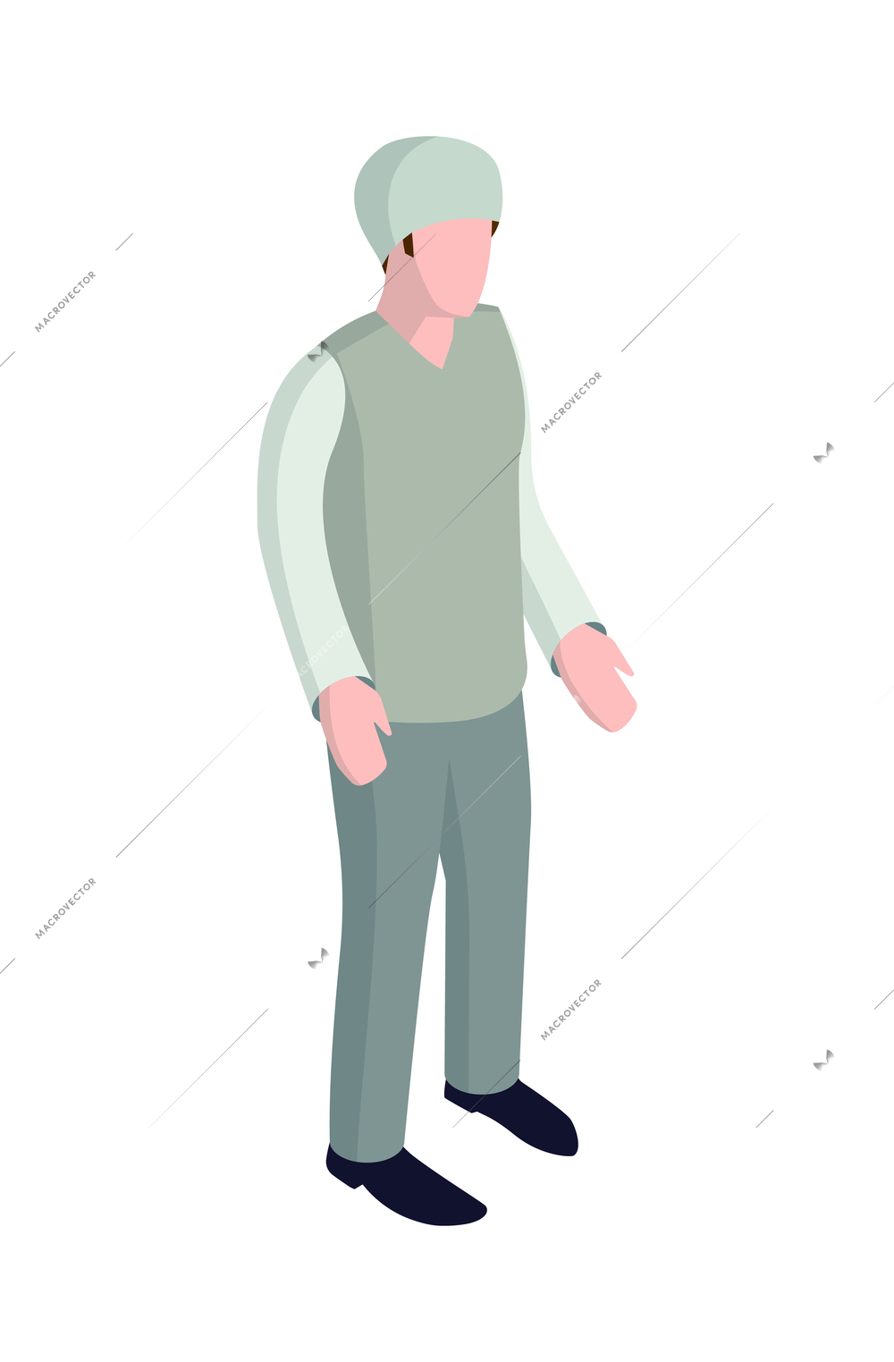 Isometric poultry farm chicken composition with isolated human character of male worker vector illustration