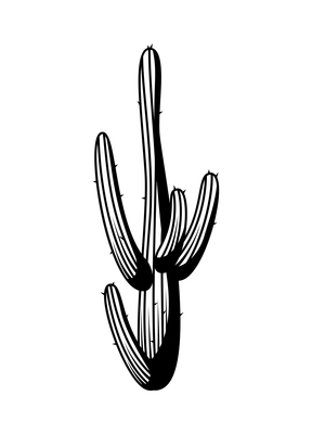 Cowboy emblem monochrome vintage composition with isolated image of cactus vector illustration