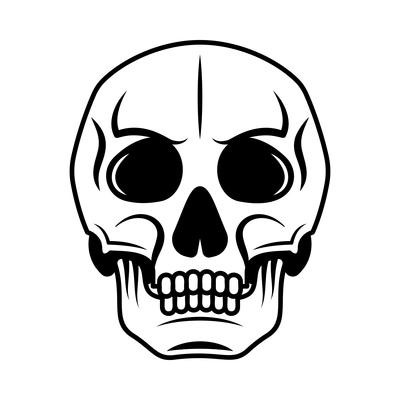 Cowboy emblem monochrome vintage composition with isolated image of human skull vector illustration