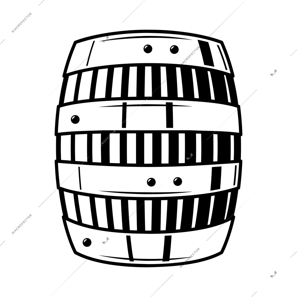 Cowboy emblem monochrome vintage composition with isolated image of barrel vector illustration