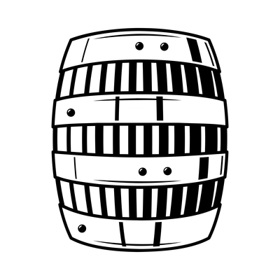Cowboy emblem monochrome vintage composition with isolated image of barrel vector illustration