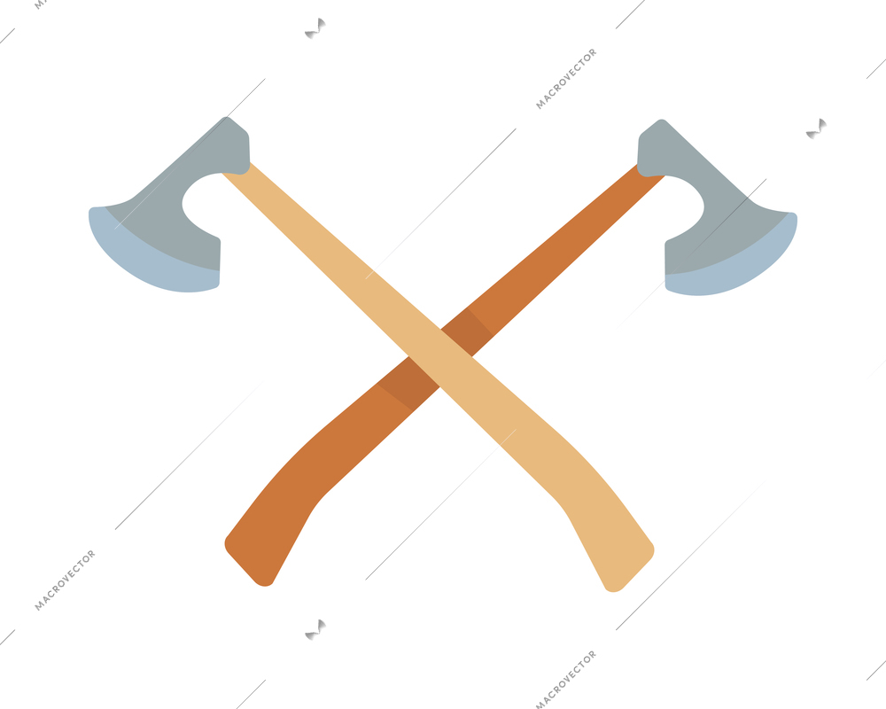 Scandinavian vikings culture composition with isolated image of two crossed axes with long handles vector illustration