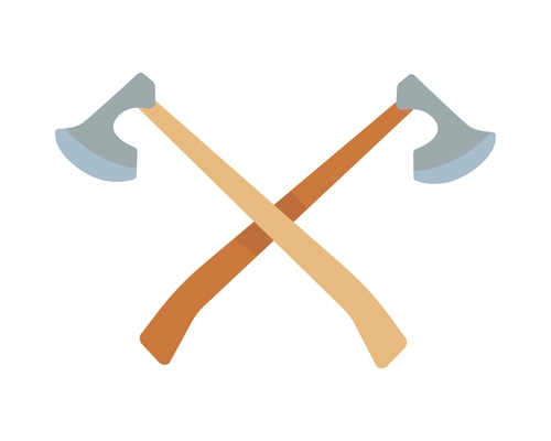 Scandinavian vikings culture composition with isolated image of two crossed axes with long handles vector illustration