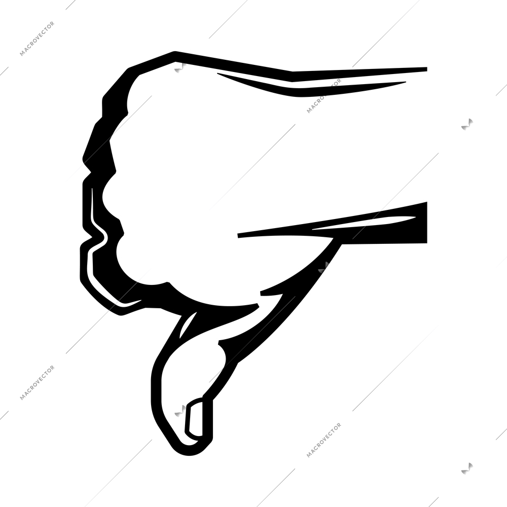 Hand wrist gesture black engraving composition with monochrome thumbs down gesture vector illustration