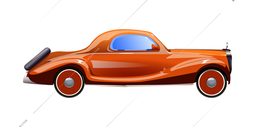 Car automobile evolution flat composition with isolated side view of car on blank background vector illustration